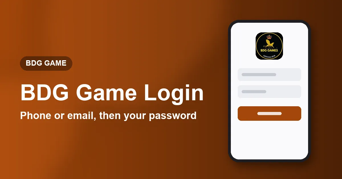 Banner reading BDG Game Login next to a drawing of a phone sign-in form