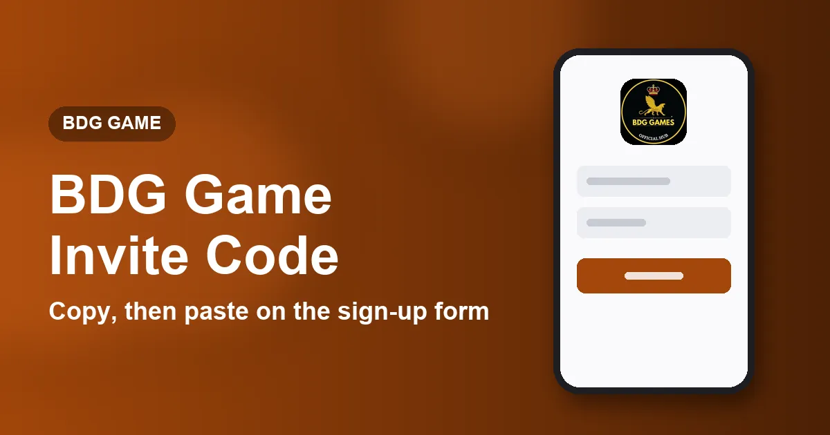 Banner titled BDG Game Invite Code with a ticket outline