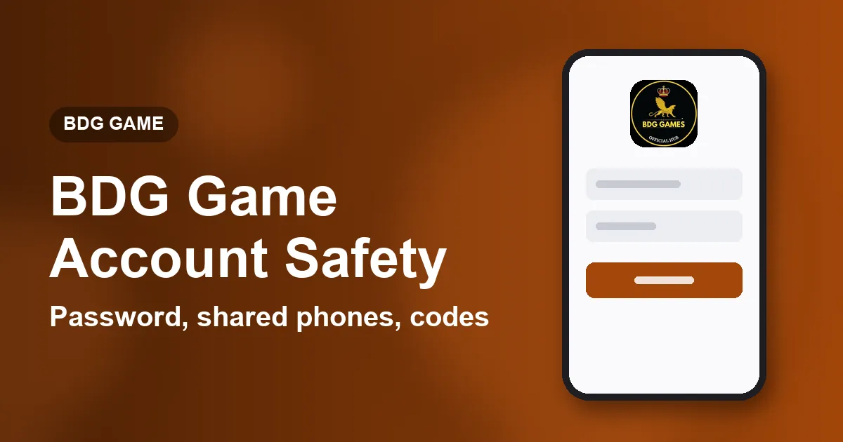 Banner titled BDG Game Account Safety with a shield outline